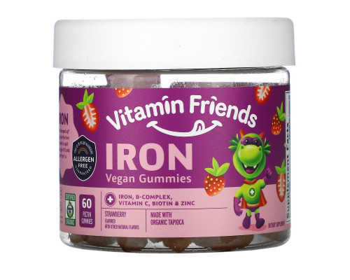 Vitamin Friends Железосодержащие жевательные конфеты мишки клубника 15 мг 60 пектиновых мишек Vitamin Friends Железосодержащие жевательные конфеты мишки клубника 15 мг 60 пектиновых мишек