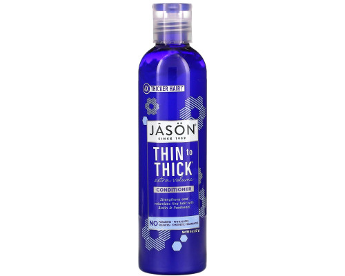 Jason Natural, Thin to Thick, кондиционер для дополнительного объема, 8 унций (227 г) Jason Natural, Thin to Thick, кондиционер для дополнительного объема, 8 унций (227 г)