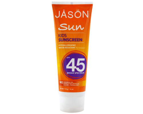 Jason Natural, Sun, Детский солнцезащитный крем, SPF 45, 4 унции (113 г) Jason Natural, Sun, Детский солнцезащитный крем, SPF 45, 4 унции (113 г)