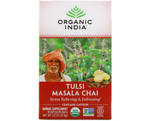Organic India Чай тулси масала чай 18 чайных пакетиков 1.33 унции (37.8 г) Organic India Чай тулси масала чай 18 чайных пакетиков 1.33 унции (37.8 г)