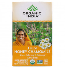 Organic India Чай с тулси медом и ромашкой без кофеина 108 унции (306 г) 18 пакетиков