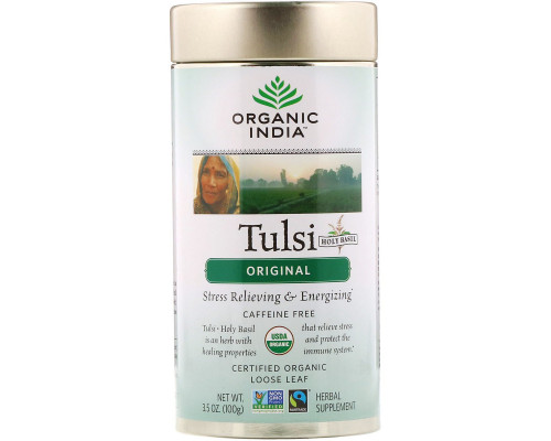 Organic India Оригинальный листовой чай Тулси, для поддержания иммунитета, без кофеина 35 унции (100 г) Organic India Оригинальный листовой чай Тулси, для поддержания иммунитета, без кофеина 35 унции (100 г)