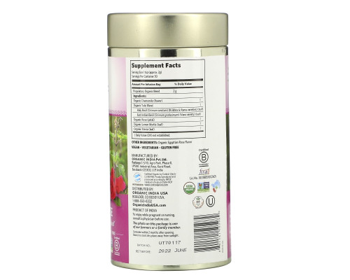 Organic India, Рассыпной Листовой чай туласи сладкая роза, для снятия стресса, без кофеина 35 унции (100 г) Organic India, Рассыпной Листовой чай туласи сладкая роза, для снятия стресса, без кофеина 35 унции (100 г)