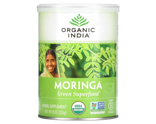 Organic India Порошок листьев моринги 8 унций (226 г) Organic India Порошок листьев моринги 8 унций (226 г)