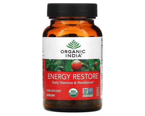 Organic India, Energy Restore, Daily Stamina & Resilience, 90 Veg Caps Organic India, Energy Restore, Daily Stamina & Resilience, 90 Veg Caps