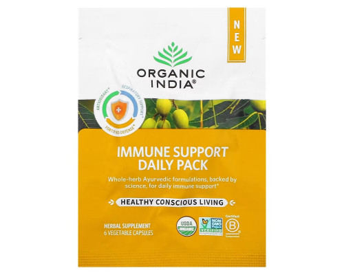 Organic India, Immune Support Daily Pack, 30 Daily Packs, 180 Vegetable Capsules Organic India, Immune Support Daily Pack, 30 Daily Packs, 180 Vegetable Capsules