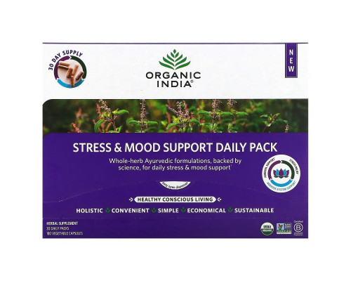 Organic India, Stress & Mood Support Daily Pack, 30 Daily Packs, 180 Vegetable Capsules Organic India, Stress & Mood Support Daily Pack, 30 Daily Packs, 180 Vegetable Capsules
