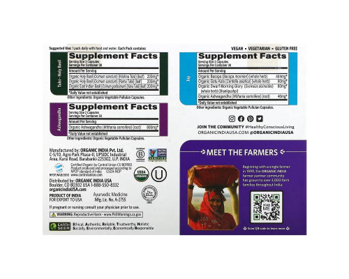 Organic India, Stress & Mood Support Daily Pack, 30 Daily Packs, 180 Vegetable Capsules Organic India, Stress & Mood Support Daily Pack, 30 Daily Packs, 180 Vegetable Capsules