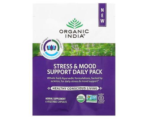 Organic India, Stress & Mood Support Daily Pack, 30 Daily Packs, 180 Vegetable Capsules Organic India, Stress & Mood Support Daily Pack, 30 Daily Packs, 180 Vegetable Capsules