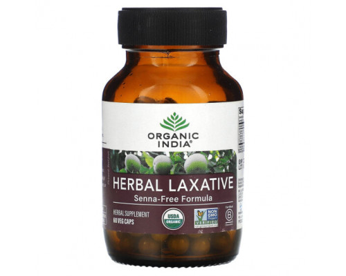Растительные экстракты и настойки Organic India, Травяное слабительное, формула без сенны, 60 растительных капсул Растительные экстракты и настойки Organic India, Травяное слабительное, формула без сенны, 60 растительных капсул