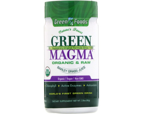 Green Foods Corporation, Зеленая магма, порошок из сока травы ячменя, 80 г Green Foods Corporation, Зеленая магма, порошок из сока травы ячменя, 80 г