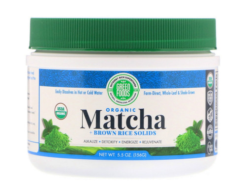 Green Foods Corporation, Organic Matcha + Brown Rice Solids, 5.5 oz (156 g) Green Foods Corporation, Organic Matcha + Brown Rice Solids, 5.5 oz (156 g)