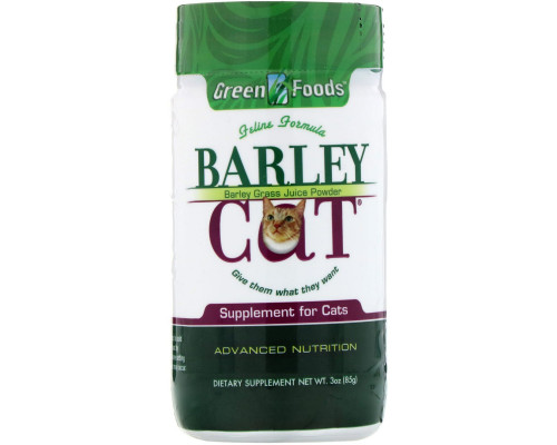 Green Foods Corporation, Порошок из зеленых побегов ячменя для кошек Barley Cat, 3 унции (85 г) Green Foods Corporation, Порошок из зеленых побегов ячменя для кошек Barley Cat, 3 унции (85 г)