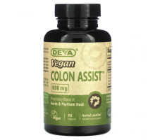 Слабительные, диуретики и средства для очищения организма Deva, Vegan Colon Assist, 600 мг, 90 таблеток