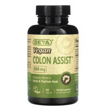 Слабительные, диуретики и средства для очищения организма Deva, Vegan Colon Assist, 600 мг, 90 таблеток