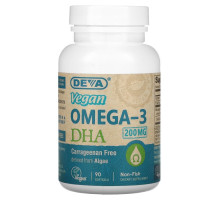 Deva Омега-3 ДГК Веганский продукт 90 веганских гелевых капсул