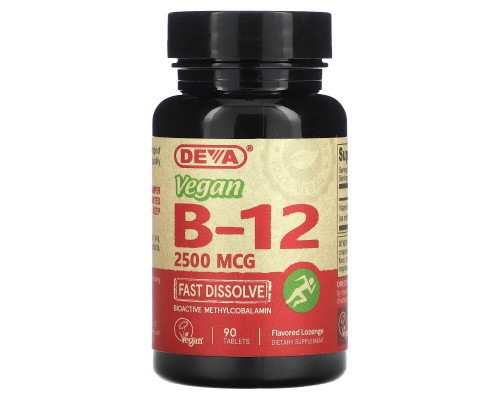 Deva, Vegan B12, 2,500 mcg, 90 Tablets Deva, Vegan B12, 2,500 mcg, 90 Tablets