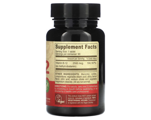 Deva, Vegan B12, 2,500 mcg, 90 Tablets Deva, Vegan B12, 2,500 mcg, 90 Tablets