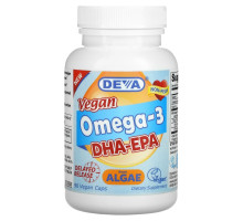 Deva, Веганские Омега-3, DHA-EPA, 90 Веганских Капсул