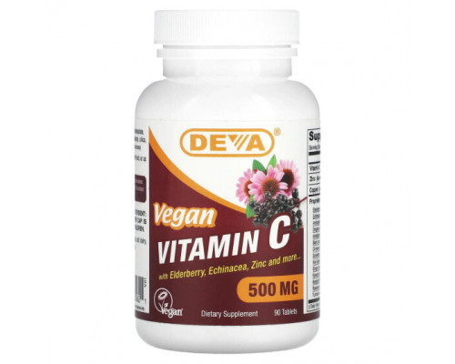 Витамин C Vegan Vitamin C with Elderberry, Echinacea, Zinc, 500 mg, 90 Tablets Витамин C Vegan Vitamin C with Elderberry, Echinacea, Zinc, 500 mg, 90 Tablets