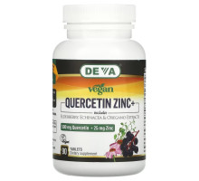 Deva, Vegan Quercetin, 500 mg, Zinc+, 25 mg, 90 Tablets