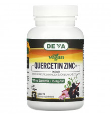 Deva, Vegan Quercetin, 500 mg, Zinc+, 25 mg, 90 Tablets