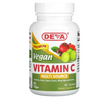 Deva, Vegan Vitamin C, Multi Source, 90 Tablets