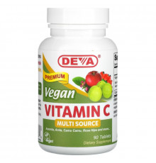 Deva, Vegan Vitamin C, Multi Source, 90 Tablets