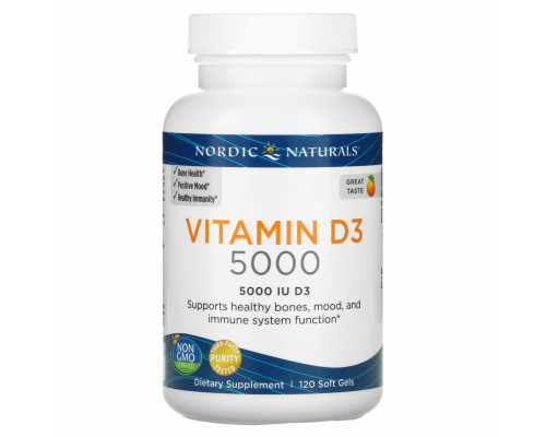 Nordic Naturals Витамин D3 5000 апельсин 120 гелевых капсул Nordic Naturals Витамин D3 5000 апельсин 120 гелевых капсул