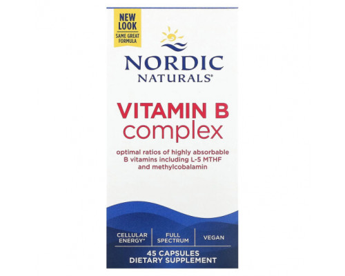 Витамины группы B Nordic Naturals, Комплекс витаминов группы B, 45 капсул Витамины группы B Nordic Naturals, Комплекс витаминов группы B, 45 капсул