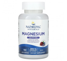 Магний Nordic Naturals, Жевательные мармеладки с магнием, голубика и лаванда, 100 мг, 60 жевательных таблеток