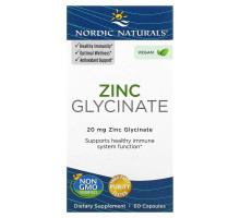 Nordic Naturals, Zinc Glycinate, 20 mg , 60 Capsules