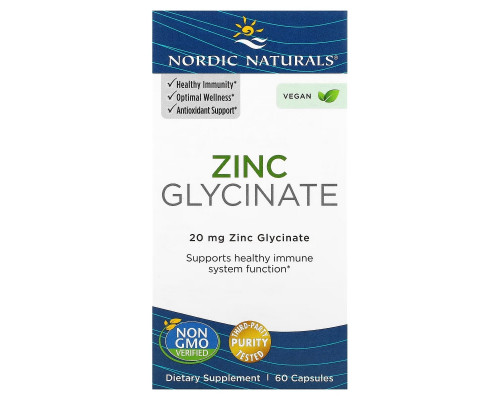 Nordic Naturals, Zinc Glycinate, 20 mg , 60 Capsules Nordic Naturals, Zinc Glycinate, 20 mg , 60 Capsules