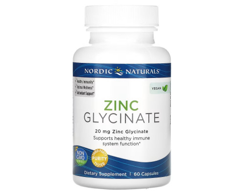 Nordic Naturals, Zinc Glycinate, 20 mg , 60 Capsules Nordic Naturals, Zinc Glycinate, 20 mg , 60 Capsules