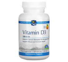 Nordic Naturals, Витамин D3, Апельсин, 1000 МЕ, 120 мягких таблетки