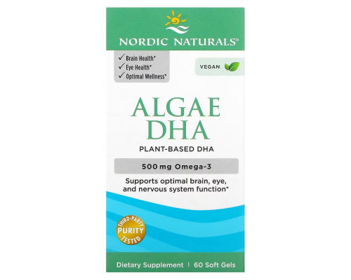 Nordic Naturals, Algae DHA, 500 mg, 60 Soft Gels Nordic Naturals, Algae DHA, 500 mg, 60 Soft Gels