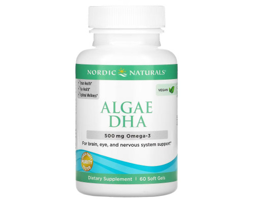 Nordic Naturals, Algae DHA, 500 mg, 60 Soft Gels Nordic Naturals, Algae DHA, 500 mg, 60 Soft Gels