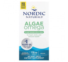 Рыбий жир и Омега 3, 6, 9 Nordic Naturals, Омега-3 из Водорослей, 357.5 мг, 60 капсул