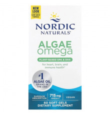 Рыбий жир и Омега 3, 6, 9 Nordic Naturals, Омега-3 из Водорослей, 357.5 мг, 60 капсул