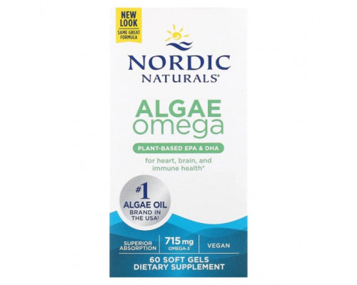 Рыбий жир и Омега 3, 6, 9 Nordic Naturals, Омега-3 из Водорослей, 357.5 мг, 60 капсул Рыбий жир и Омега 3, 6, 9 Nordic Naturals, Омега-3 из Водорослей, 357.5 мг, 60 капсул
