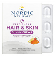 Nordic Naturals, Zero Sugar Hair & Skin Gummy Chews, Strawberry Lemonade, 27 Gummy Chews
