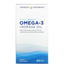 Рыбий жир и Омега 3, 6, 9 Nordic Naturals, Nordic Beauty, омега-3 и масло бурачника, 60 мягких таблеток