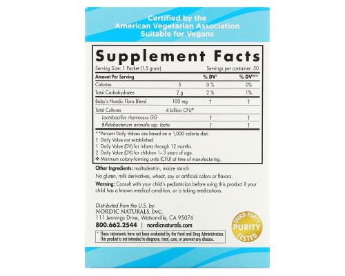 Nordic Naturals, Nordic Flora Baby's Probiotic Powder, 4 Billion CFU, 30 Packets Nordic Naturals, Nordic Flora Baby's Probiotic Powder, 4 Billion CFU, 30 Packets