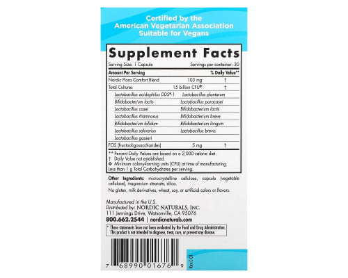 Nordic Naturals, Nordic Flora Probiotic, Comfort, 15 Billion CFU, 30 Capsules Nordic Naturals, Nordic Flora Probiotic, Comfort, 15 Billion CFU, 30 Capsules