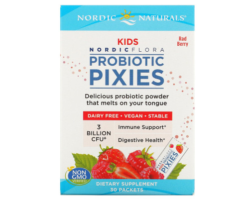 Nordic Naturals, Нордическая флора, для детей, Эльфы с пробиотиками, Классные ягоды, 3 млрд КОЕ, 30 пакетов Nordic Naturals, Нордическая флора, для детей, Эльфы с пробиотиками, Классные ягоды, 3 млрд КОЕ, 30 пакетов