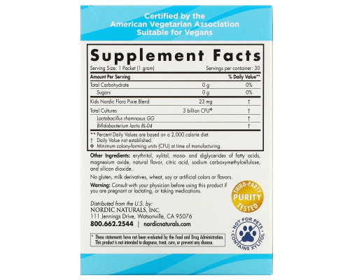 Nordic Naturals, Нордическая флора, для детей, Эльфы с пробиотиками, Классные ягоды, 3 млрд КОЕ, 30 пакетов Nordic Naturals, Нордическая флора, для детей, Эльфы с пробиотиками, Классные ягоды, 3 млрд КОЕ, 30 пакетов