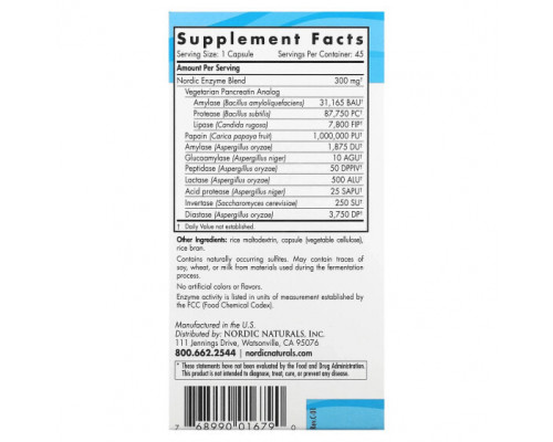 Пищеварительные ферменты Nordic Flora Digestive Enzymes, 45 Capsules Пищеварительные ферменты Nordic Flora Digestive Enzymes, 45 Capsules