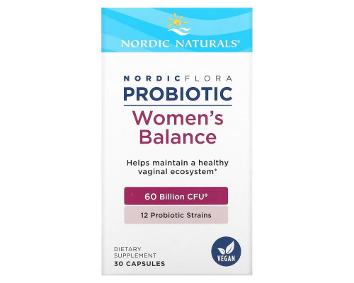 Nordic Naturals, Nordic Flora Probiotic, Women's Balance, 60 Billion CFU, 30 Capsules Nordic Naturals, Nordic Flora Probiotic, Women's Balance, 60 Billion CFU, 30 Capsules
