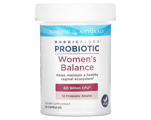 Nordic Naturals, Nordic Flora Probiotic, Women's Balance, 60 Billion CFU, 30 Capsules Nordic Naturals, Nordic Flora Probiotic, Women's Balance, 60 Billion CFU, 30 Capsules