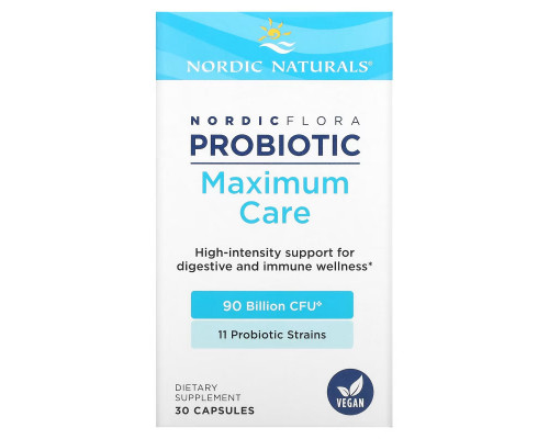 Nordic Naturals, Nordic Flora Probiotic, Maximum Care, 90 Billion CFU, 30 Capsules Nordic Naturals, Nordic Flora Probiotic, Maximum Care, 90 Billion CFU, 30 Capsules